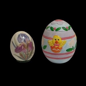 Womack's Collectibles Solid Ceramic Easter Egg & Ceramic Hollow Easter Egg